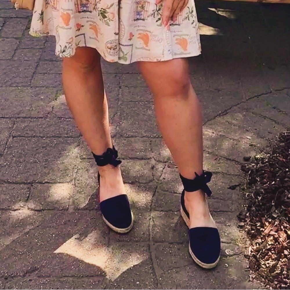 Marc Fisher Navy Espadrilles Tie Up Wedges - Picture 7 of 7